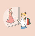 happy woman with bags shopping vector image vector image