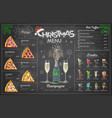 holiday christmas menu design with champagne vector image