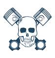 skull and pistons t-shirt graphic vector image vector image
