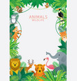 wild animals in jungle frame vector image vector image