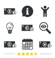 cash money signs dollar euro and pound icons vector image