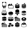 dessert icons set - cake macaroon ice-cream vector image vector image