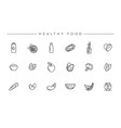healthy food concept line style icons set vector image