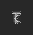 medieval monogram tk logo combination initials t vector image