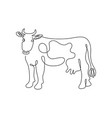 continuous line drawing of cow vector image