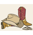 Cowboy boots and hat graphic isolated Royalty Free Vector