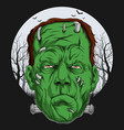 frankenstein face over full moon scary halloween vector image vector image