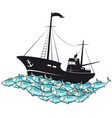 fishing boat and school of fish vector image
