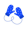 pair woolen knitted mittens with snowflakes vector image