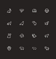 set of 16 editable animal outline icons includes vector image vector image