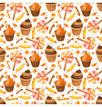 happy halloween sweet seamless pattern trick vector image