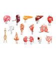 sick body organ characters unhealthy personages vector image vector image