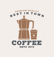 best in town coffee retro badge design vector image