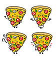 cute funny happy pizza mascot set collection vector image