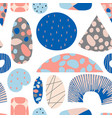 retro muted colorful hand drawn abstract collage vector image