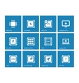 electronic chip icons on blue background vector image