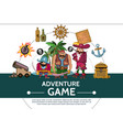 cartoon adventure game ui elements composition vector image vector image