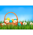 easter background eggs and flower vector image vector image