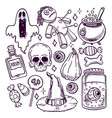 set halloween sketch attributes vector image
