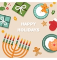 merry christmas and happy hanukkah celebration vector image