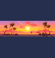 sunset landscape beach road with palm trees sea vector image