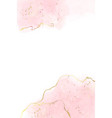rose pink liquid watercolor background with golden vector image