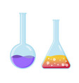 chemical experiment laboratory equipment flasks vector image