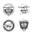 vintage biplane and monoplane emblems set vector image