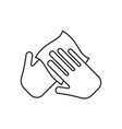 hand with cleaning napkin line icon vector image vector image
