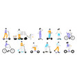 people riding electric vehicles eco transport vector image vector image