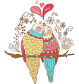 two cute birds in love colorful vector image