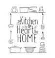 kitchen poster with hand drawn kitchenware spice vector image