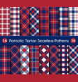 patriotic tartan set white blue red seamless vector image
