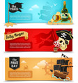 pirates flat banners set vector image vector image