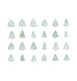 fir tree line icons set christmas conifer spruce vector image