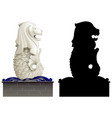 merlion and its silhouette on white background vector image
