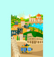 italian towns bus tours poster tourism vector image