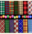 set christmas tartan seamless patterns vector image