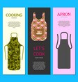 colorful kitchen aprons set of banners vector image