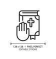 oath on bible in law court pixel perfect linear vector image vector image