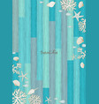marine life frame and blue ocean wood board vector image vector image