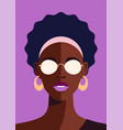 modern african woman portrait pop art purple vector image