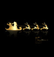gold santa claus riding on sleigh with reindeer vector image