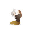 a woman holding cute cat vector image vector image