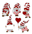 cartoon gnomes in love gives heart vector image