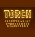 neon light 3d alphabet retro-futuristic origainal vector image