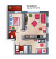 modern two bedroom apartment top view vector image