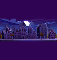 medieval town with half-timbered houses at night vector image