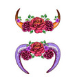 cow horns and sheep decorated with flowers vector image vector image