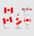 set of canadian pin icon and map pointer flags vector image